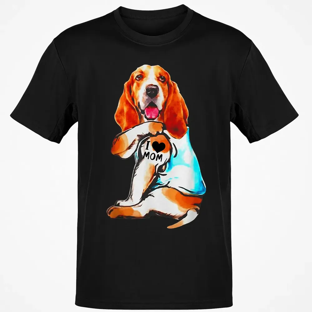 Basset Hound Dog I Love Mom Tattoo Classic Unisex T-Shirt - 2