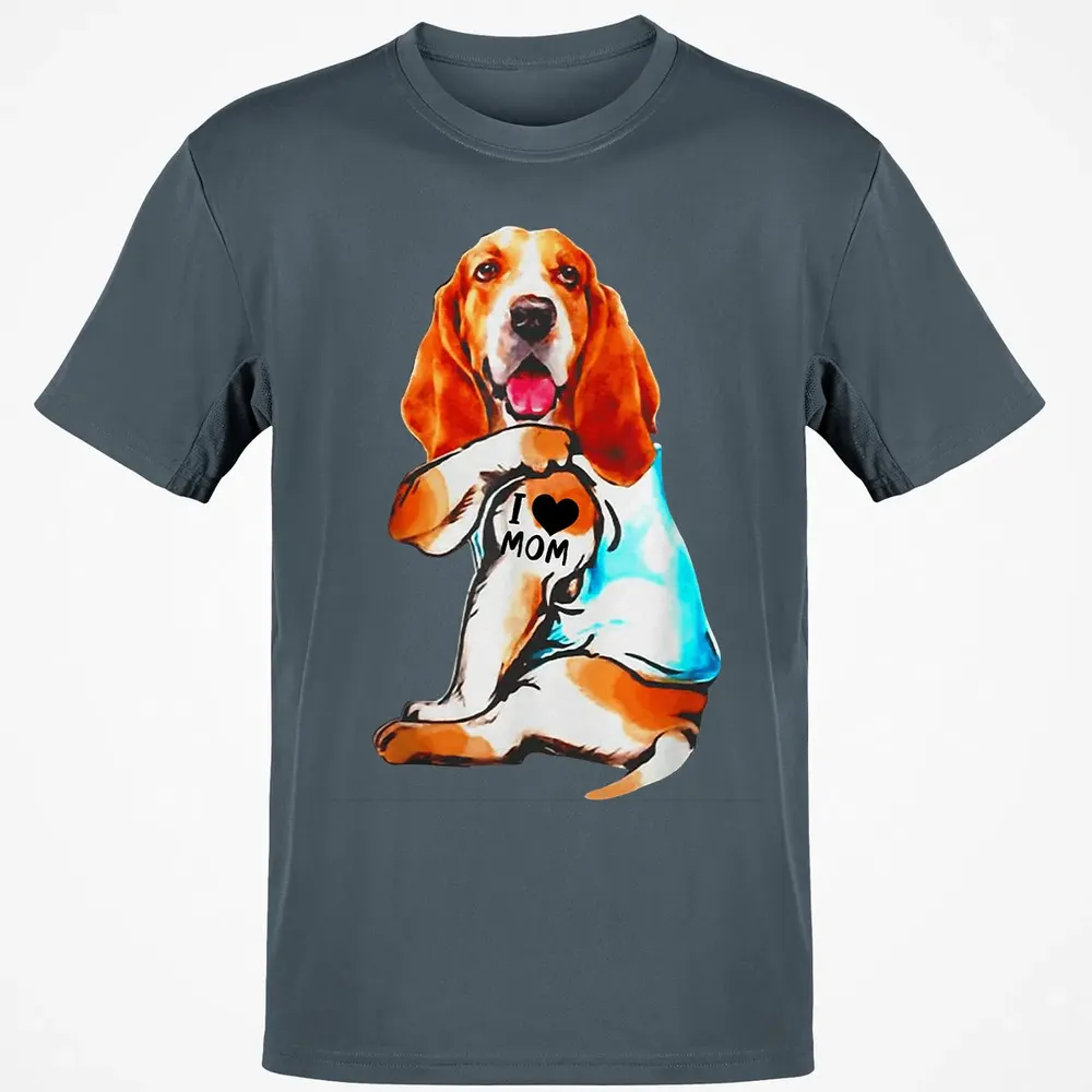 Basset Hound Dog I Love Mom Tattoo Classic Unisex T-Shirt - 4
