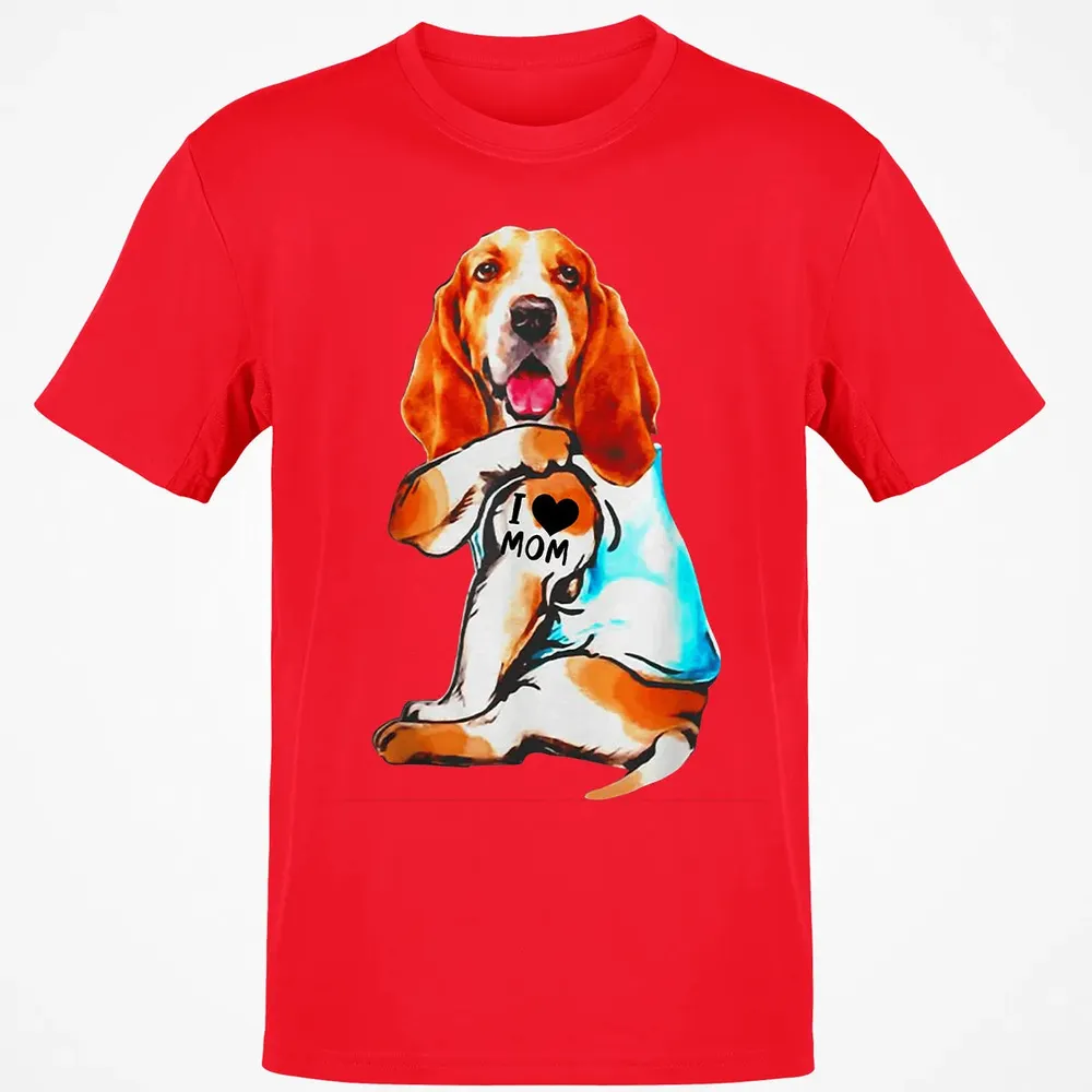 Basset Hound Dog I Love Mom Tattoo Classic Unisex T-Shirt - 11