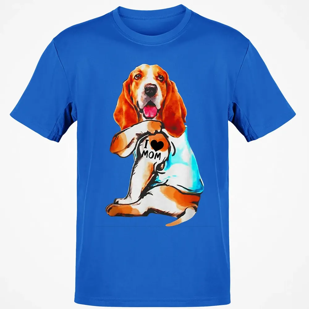 Basset Hound Dog I Love Mom Tattoo Classic Unisex T-Shirt - 12