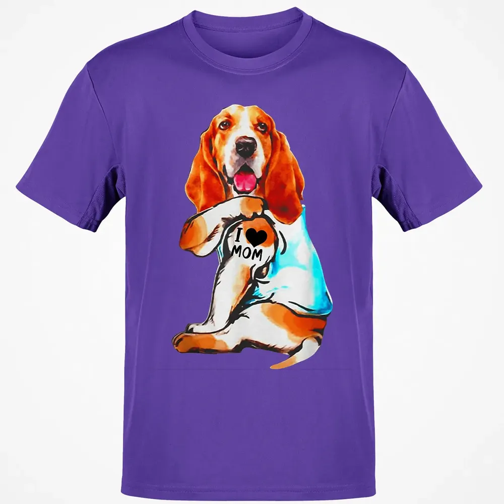 Basset Hound Dog I Love Mom Tattoo Classic Unisex T-Shirt - 10