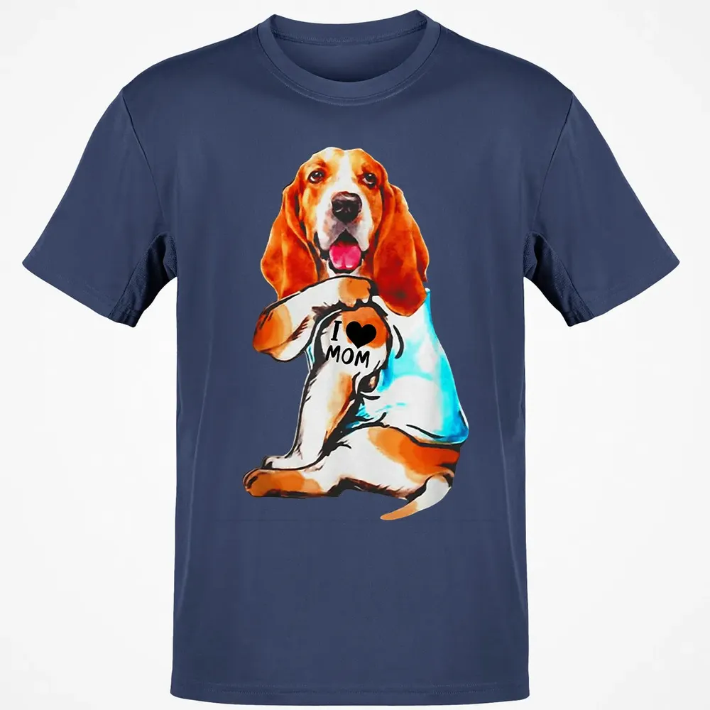 Basset Hound Dog I Love Mom Tattoo Classic Unisex T-Shirt - 8