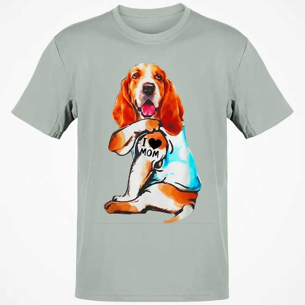 Basset Hound Dog I Love Mom Tattoo Classic Unisex T-Shirt - 3