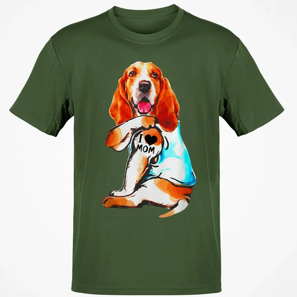 Basset Hound Dog I Love Mom Tattoo Classic Unisex T-Shirt - 7