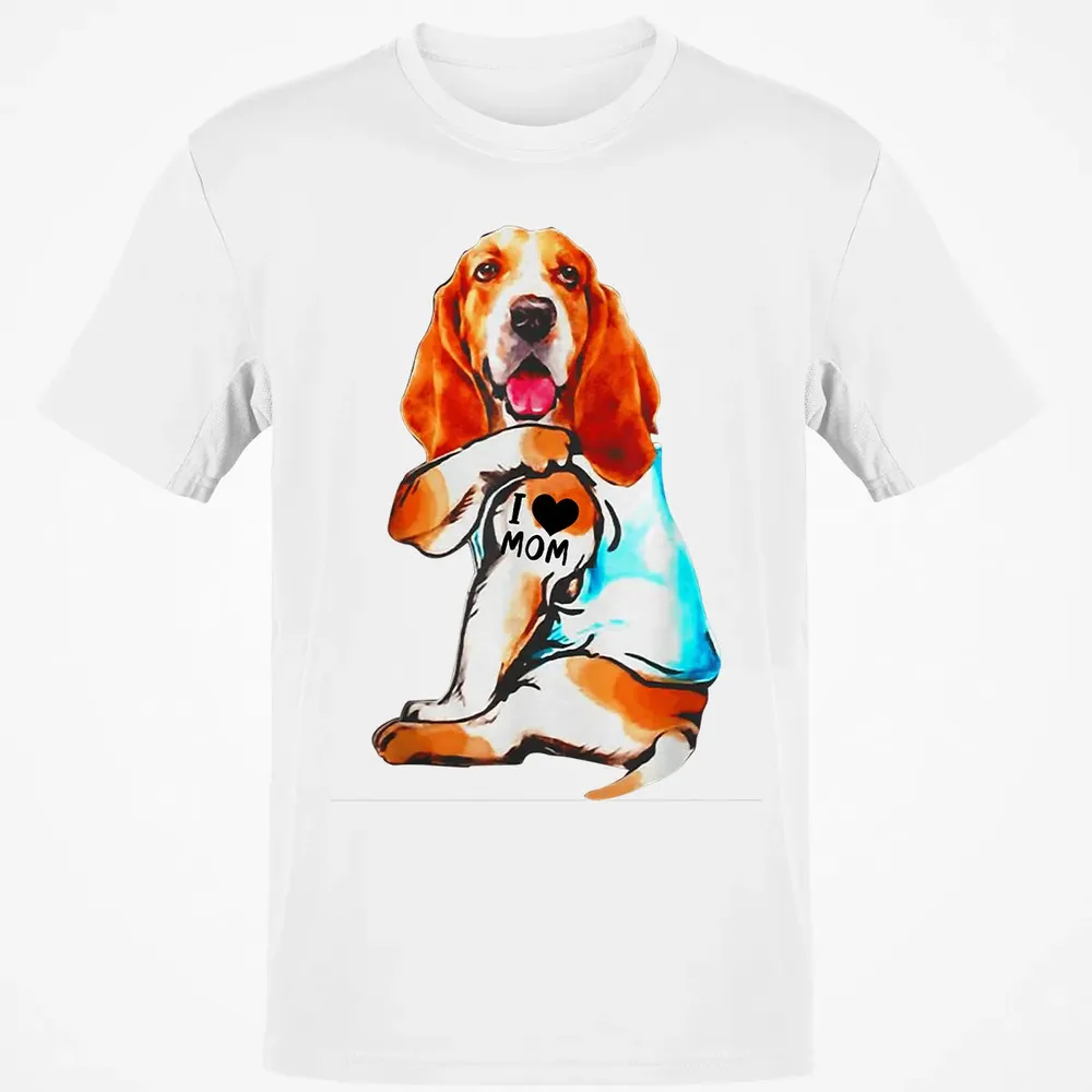 Basset Hound Dog I Love Mom Tattoo Classic Unisex T-Shirt - 13