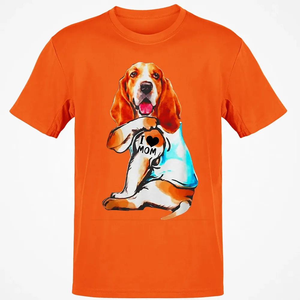Basset Hound Dog I Love Mom Tattoo Classic Unisex T-Shirt - 9