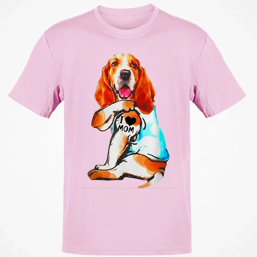 Basset Hound Dog I Love Mom Tattoo Classic Unisex T-Shirt - 6