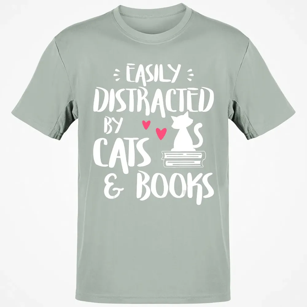 Easily Distracted by Cats and Books   Cat & Book Lover Classic Unisex T-Shirt - 3