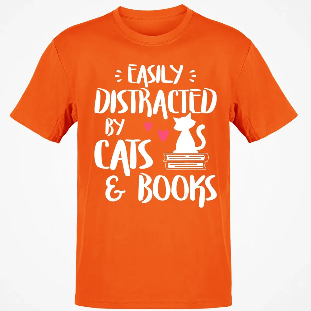 Easily Distracted by Cats and Books   Cat & Book Lover Classic Unisex T-Shirt - 9