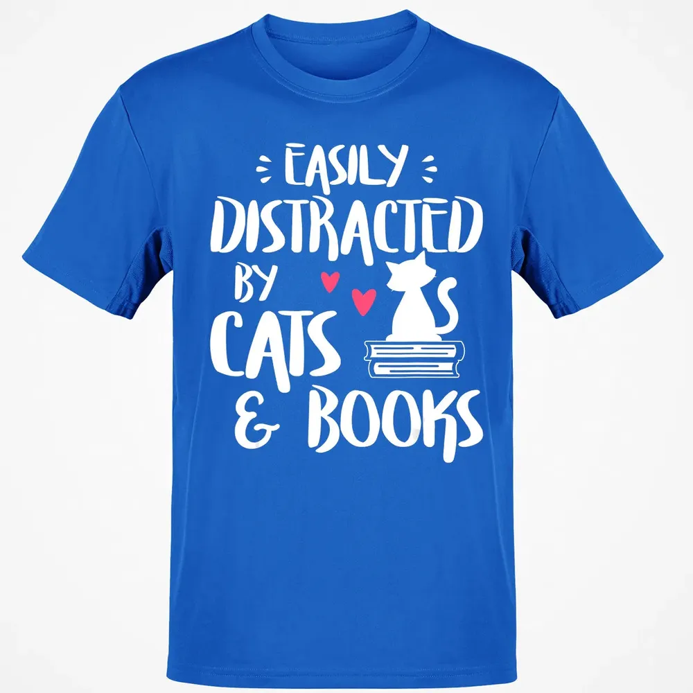 Easily Distracted by Cats and Books   Cat & Book Lover Classic Unisex T-Shirt - 12