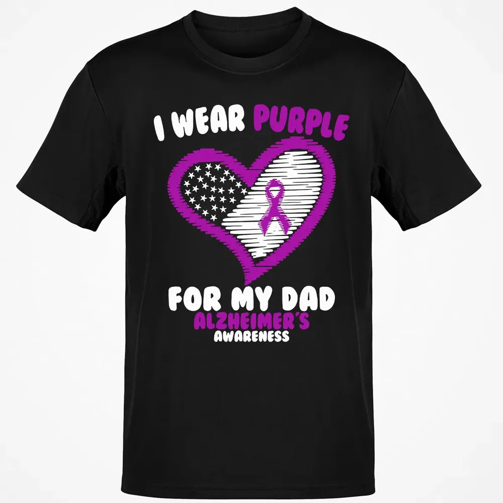 I Wear Purple For My Dad Alzheimer's Awareness Classic Unisex T-Shirt - 2