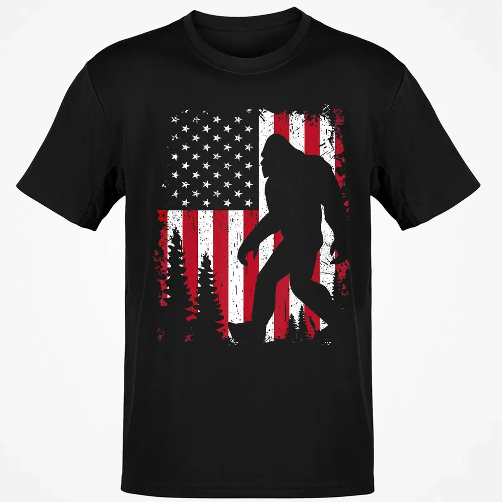 Bigfoot 4th of July American USA Flag Patriotic Kids Classic Unisex T-Shirt - 2