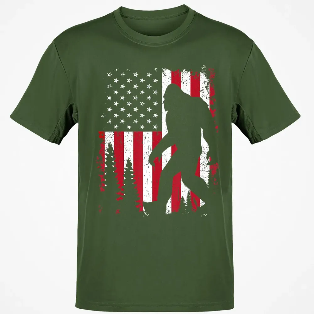 Bigfoot 4th of July American USA Flag Patriotic Kids Classic Unisex T-Shirt - 7