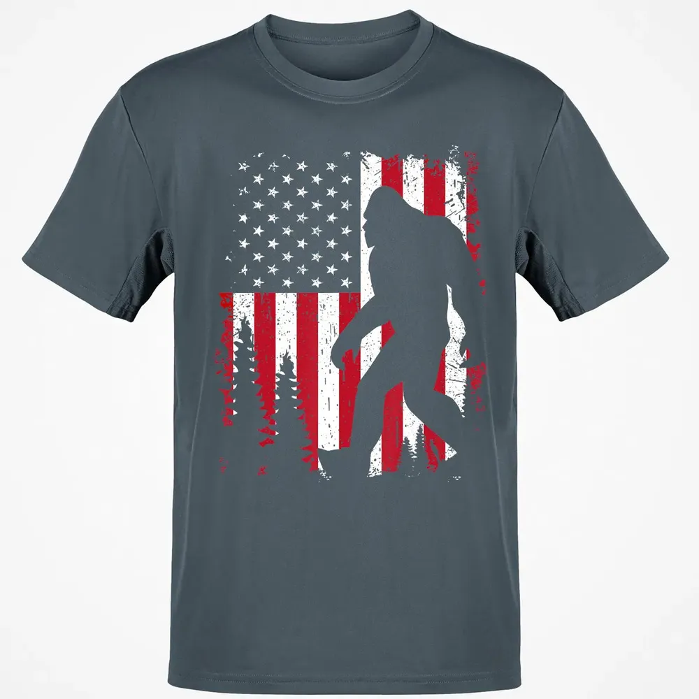 Bigfoot 4th of July American USA Flag Patriotic Kids Classic Unisex T-Shirt - 4