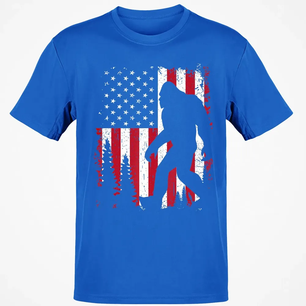 Bigfoot 4th of July American USA Flag Patriotic Kids Classic Unisex T-Shirt - 12