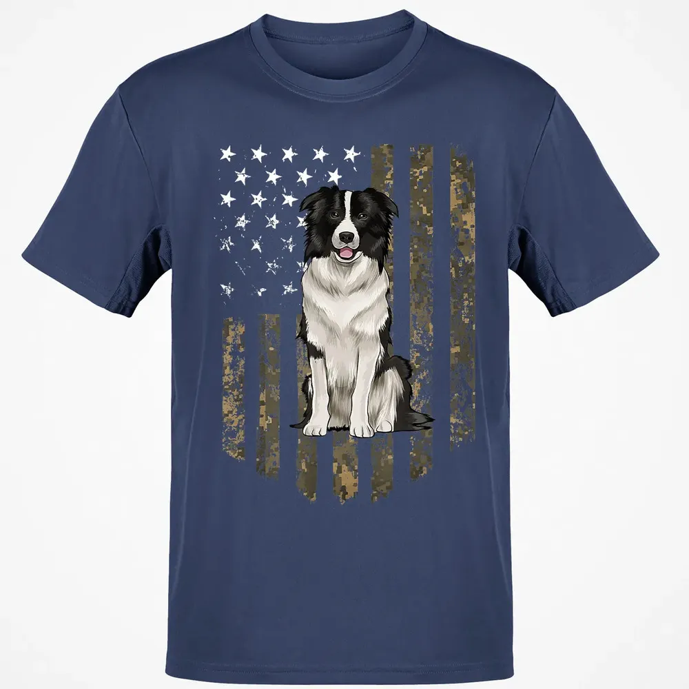 Camo American Flag Border Collie 4th Of July USA Classic Unisex T-Shirt - 8