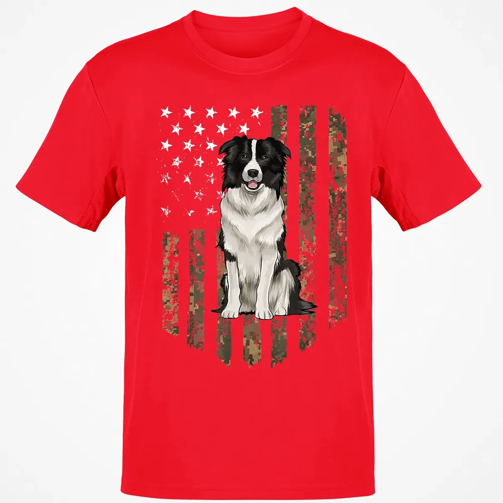Camo American Flag Border Collie 4th Of July USA Classic Unisex T-Shirt - 11