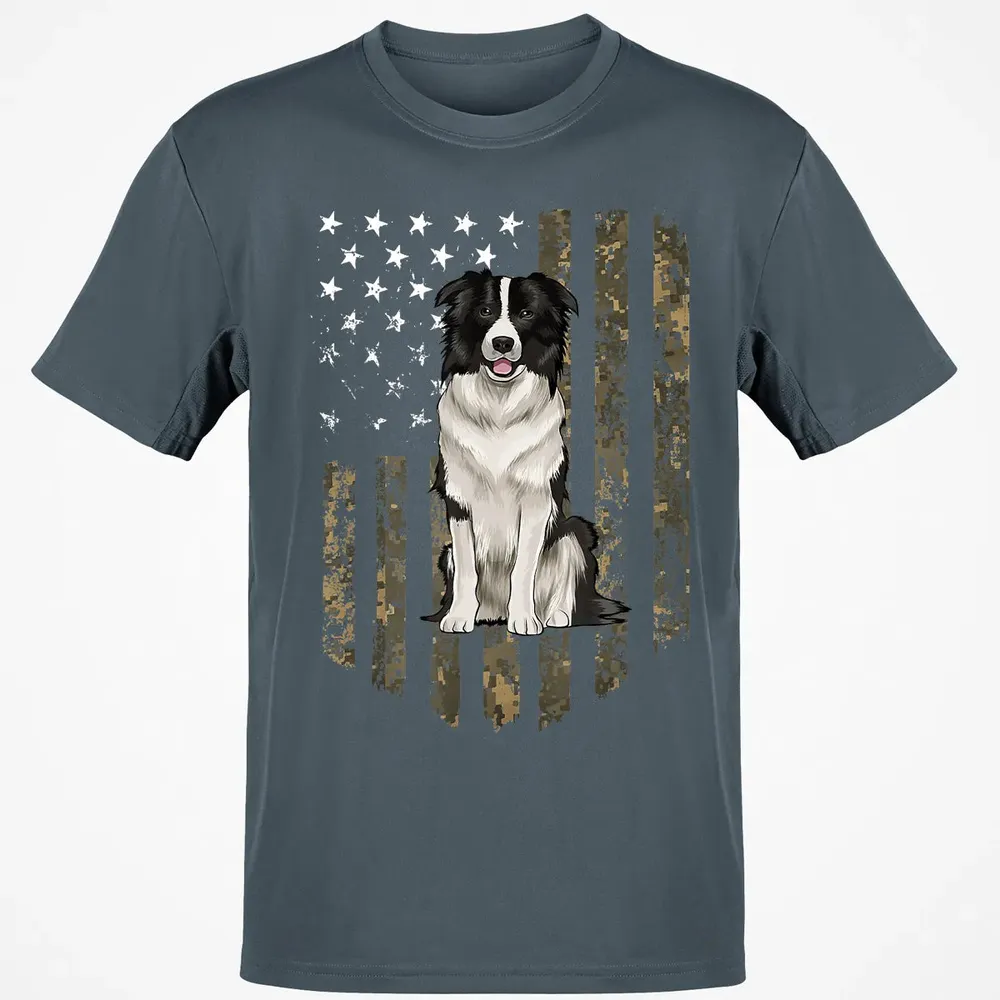 Camo American Flag Border Collie 4th Of July USA Classic Unisex T-Shirt - 4