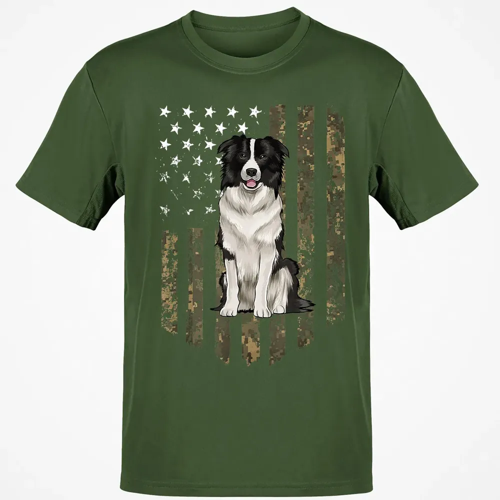 Camo American Flag Border Collie 4th Of July USA Classic Unisex T-Shirt - 7