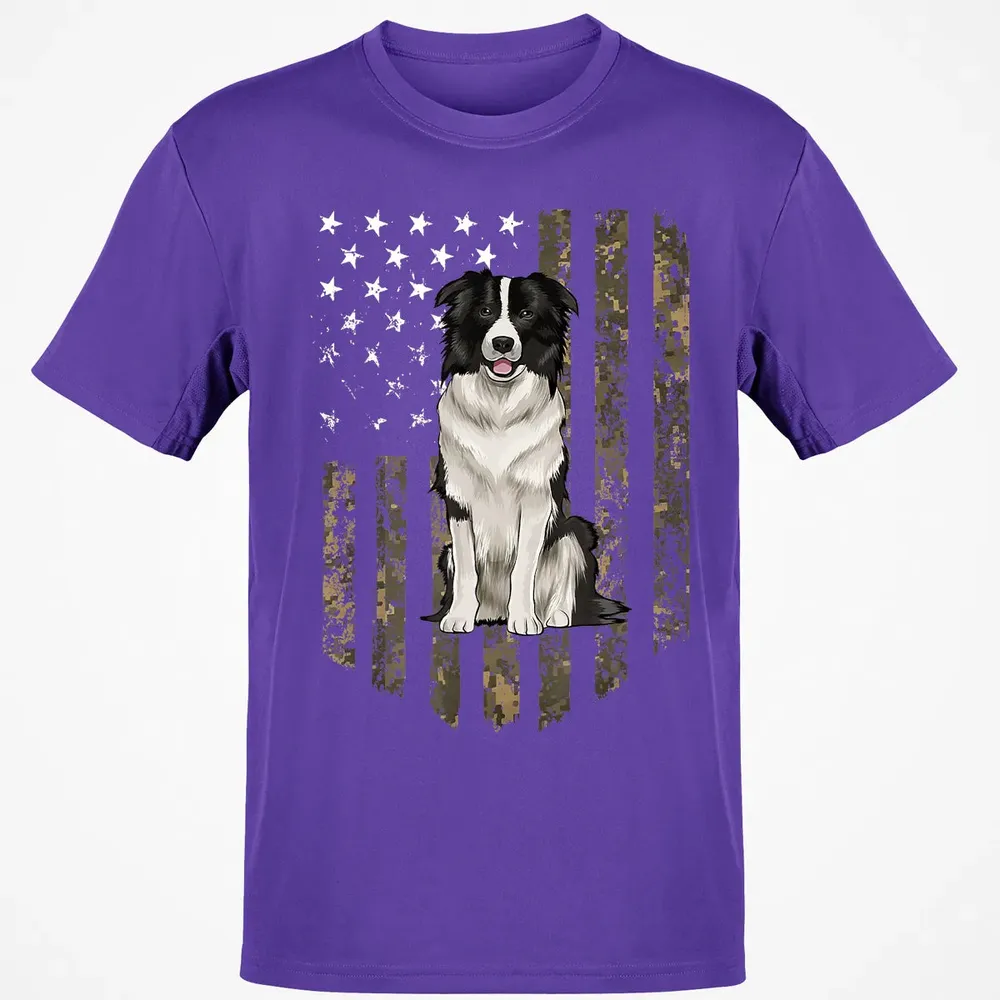 Camo American Flag Border Collie 4th Of July USA Classic Unisex T-Shirt - 10