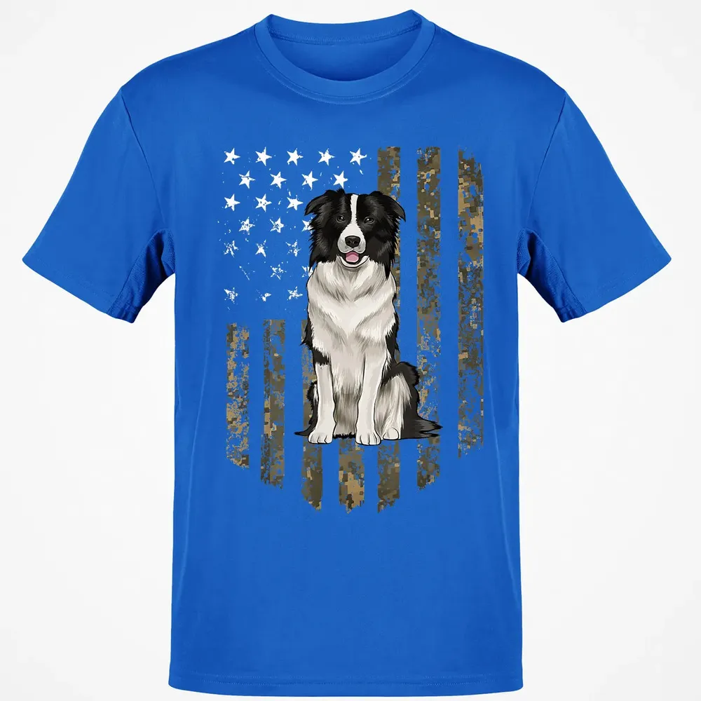 Camo American Flag Border Collie 4th Of July USA Classic Unisex T-Shirt - 12