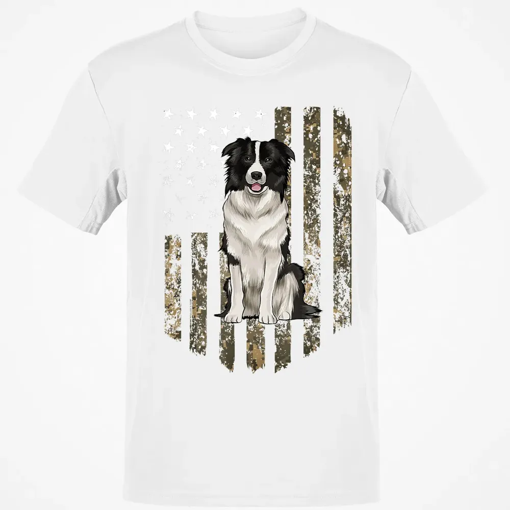 Camo American Flag Border Collie 4th Of July USA Classic Unisex T-Shirt - 13