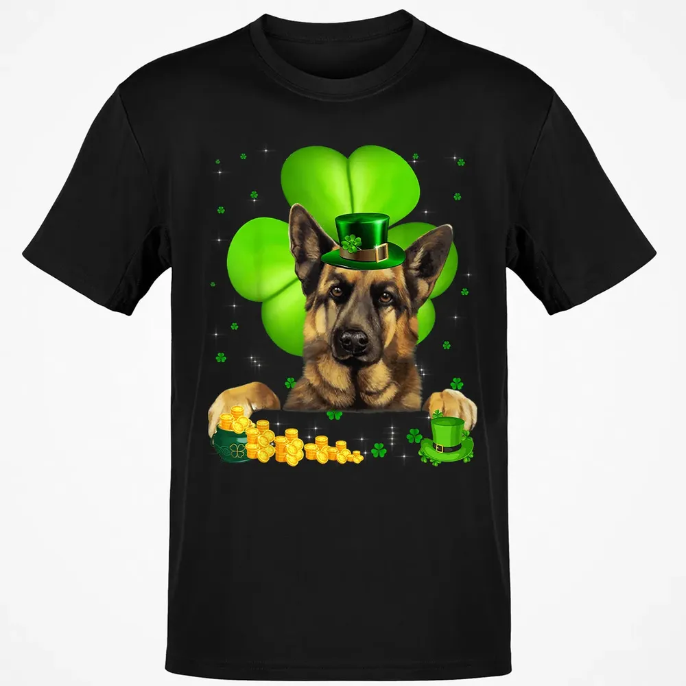 St Patrick's Day German Shepherd Shamrock Classic Unisex T-Shirt - 2
