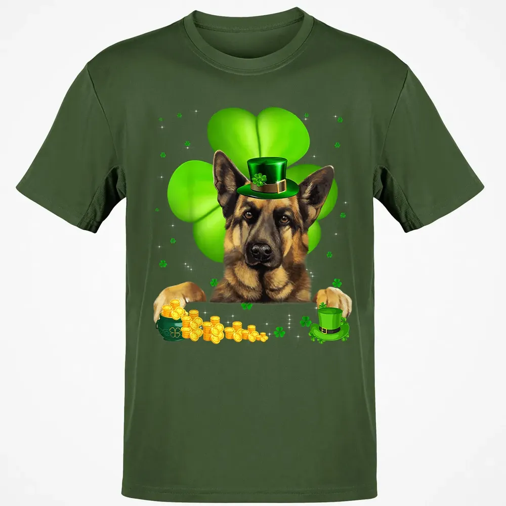 St Patrick's Day German Shepherd Shamrock Classic Unisex T-Shirt - 7