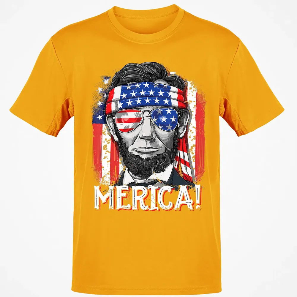 Lincoln 4th of July Boys Kids Men Merica American Flag Gifts Classic Unisex T-Shirt - 5