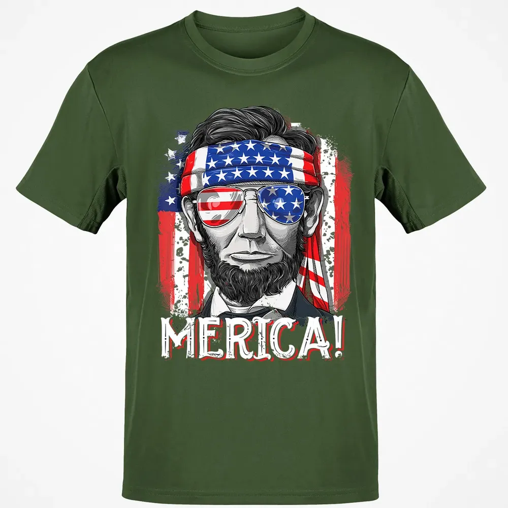 Lincoln 4th of July Boys Kids Men Merica American Flag Gifts Classic Unisex T-Shirt - 7