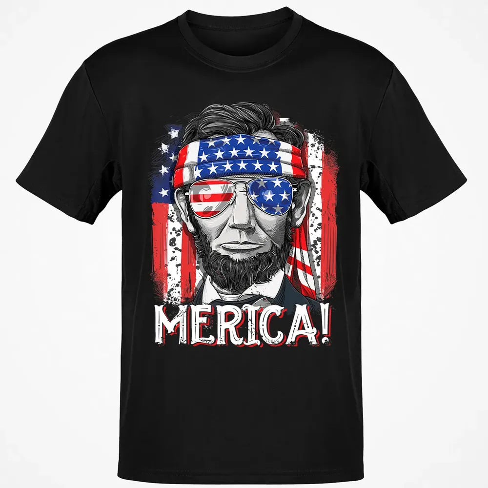 Lincoln 4th of July Boys Kids Men Merica American Flag Gifts Classic Unisex T-Shirt - 2