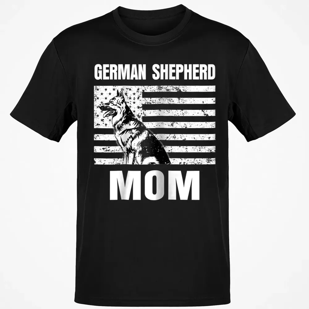 Womens Proud German Shepherd Mom GSD US Flag Classic Unisex T-Shirt - 2