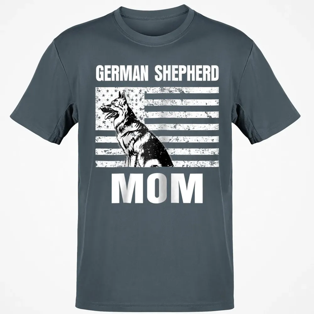 Womens Proud German Shepherd Mom GSD US Flag Classic Unisex T-Shirt - 4