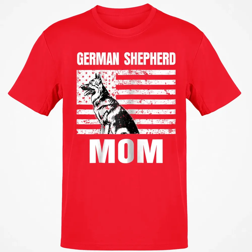 Womens Proud German Shepherd Mom GSD US Flag Classic Unisex T-Shirt - 11