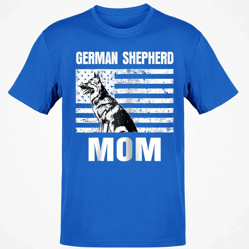 Womens Proud German Shepherd Mom GSD US Flag Classic Unisex T-Shirt - 12