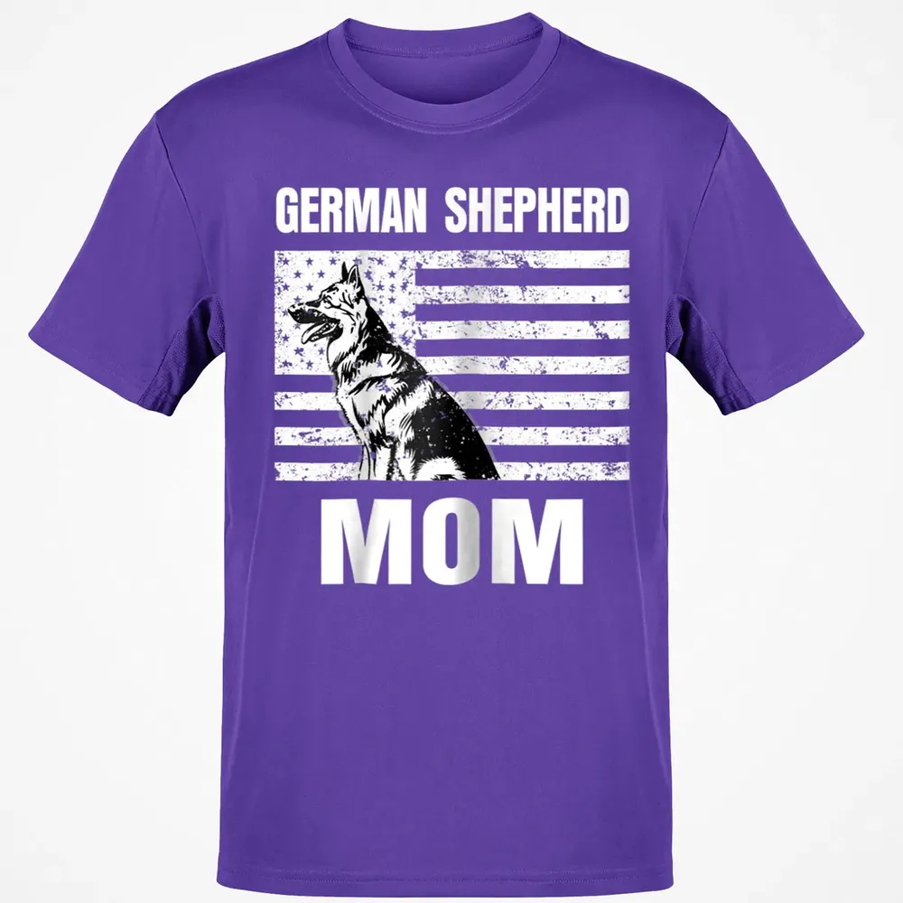 Womens Proud German Shepherd Mom GSD US Flag Classic Unisex T-Shirt - 10