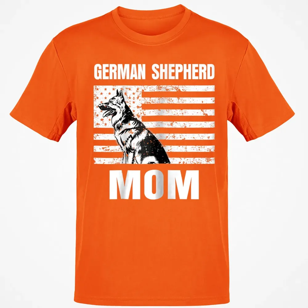 Womens Proud German Shepherd Mom GSD US Flag Classic Unisex T-Shirt - 9