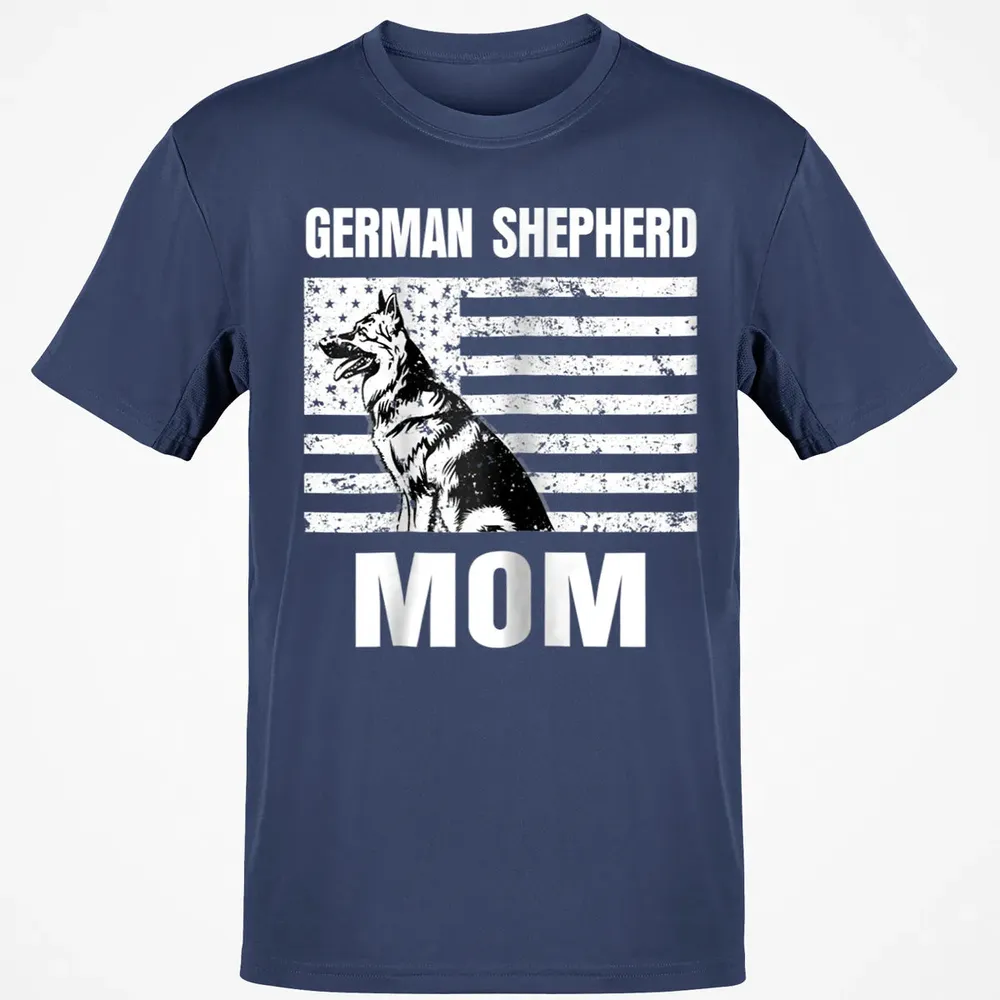 Womens Proud German Shepherd Mom GSD US Flag Classic Unisex T-Shirt - 8