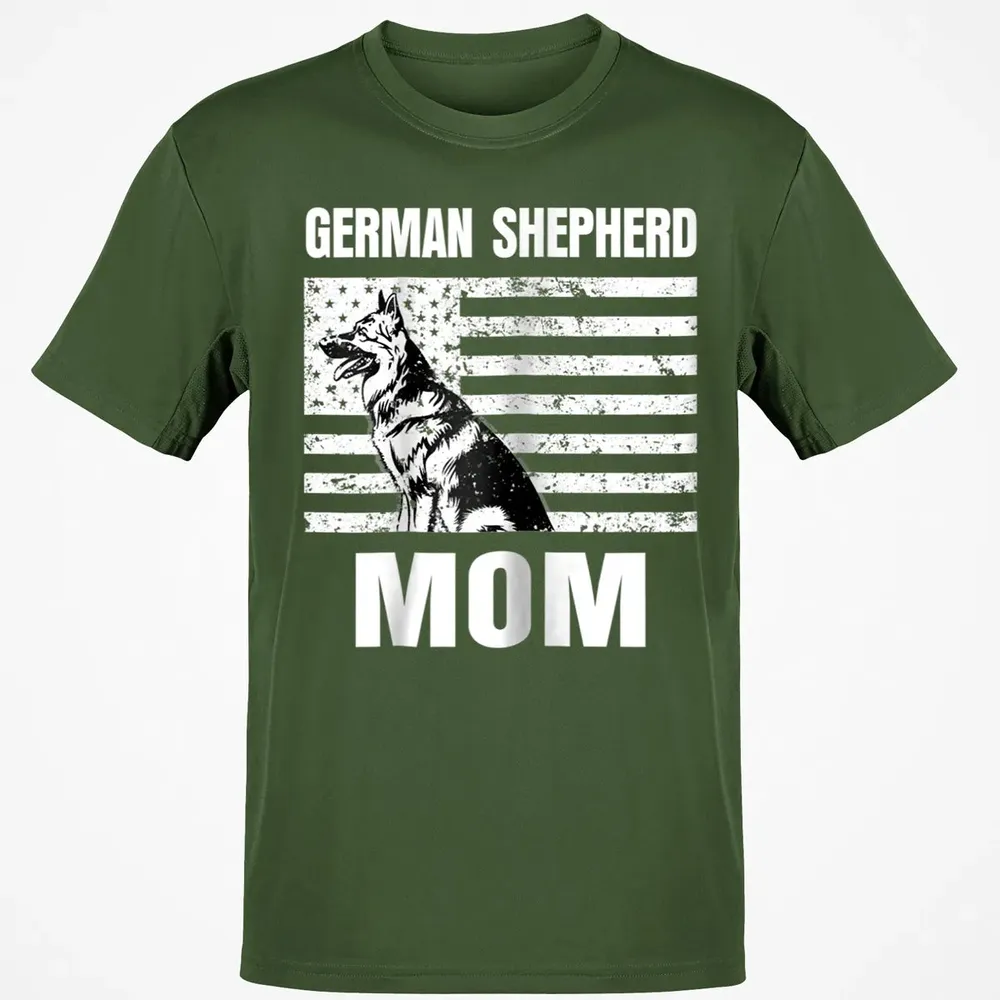 Womens Proud German Shepherd Mom GSD US Flag Classic Unisex T-Shirt - 7