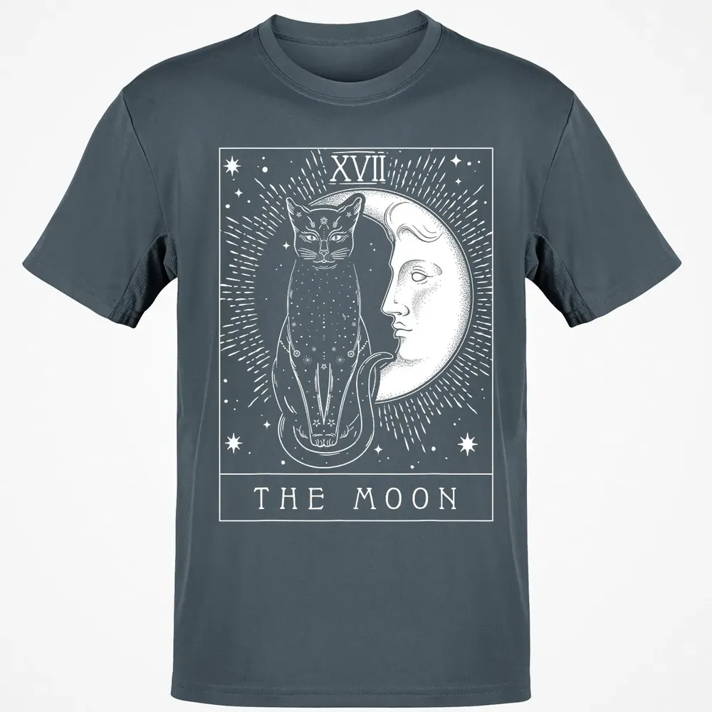 Tarot Card Crescent Moon And Cat Graphic Classic Unisex T-Shirt - 4