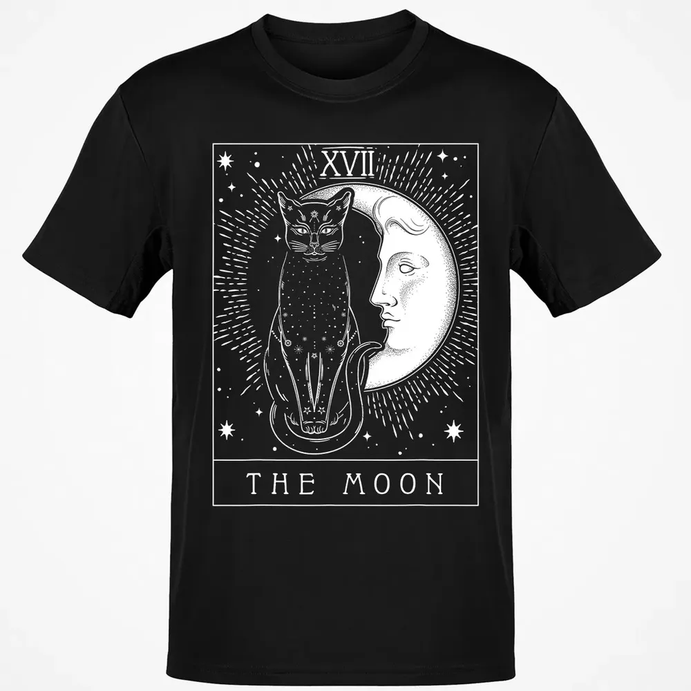 Tarot Card Crescent Moon And Cat Graphic Classic Unisex T-Shirt - 2