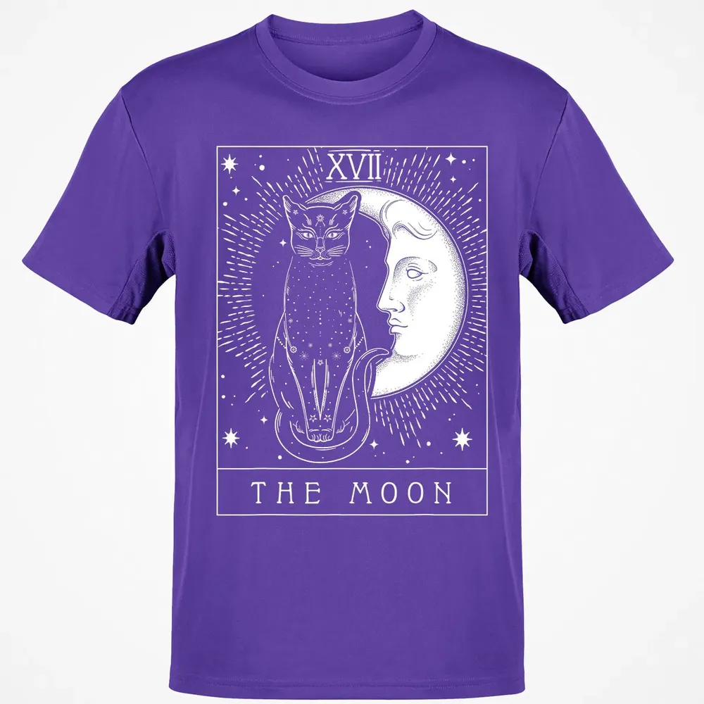 Tarot Card Crescent Moon And Cat Graphic Classic Unisex T-Shirt - 10