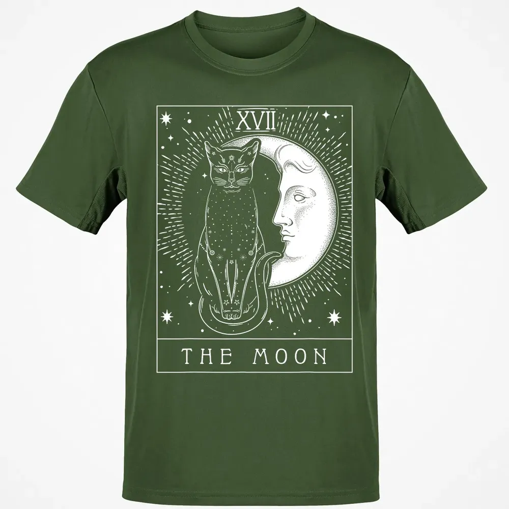 Tarot Card Crescent Moon And Cat Graphic Classic Unisex T-Shirt - 7