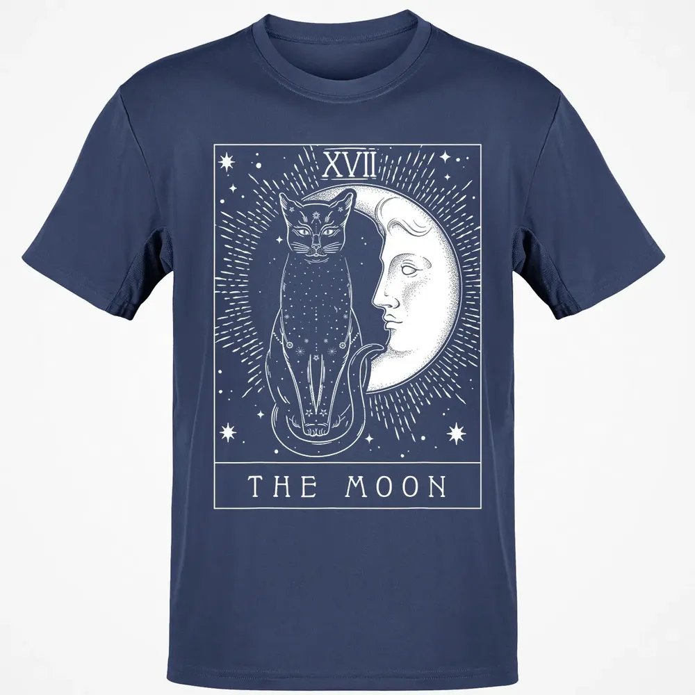 Tarot Card Crescent Moon And Cat Graphic Classic Unisex T-Shirt - 8