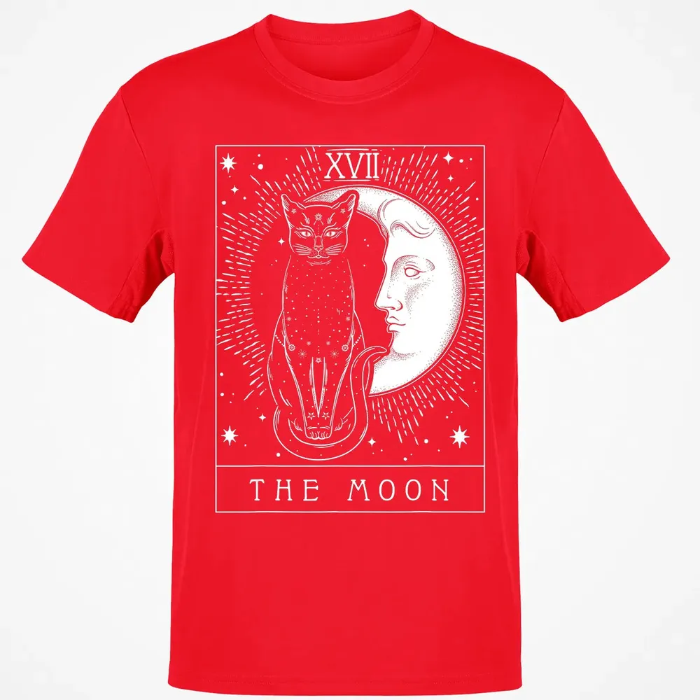 Tarot Card Crescent Moon And Cat Graphic Classic Unisex T-Shirt - 11