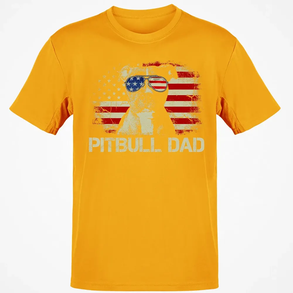 Mens Best Pitbull Dad Ever  American Flag 4th Of July Gift Classic Unisex T-Shirt - 5