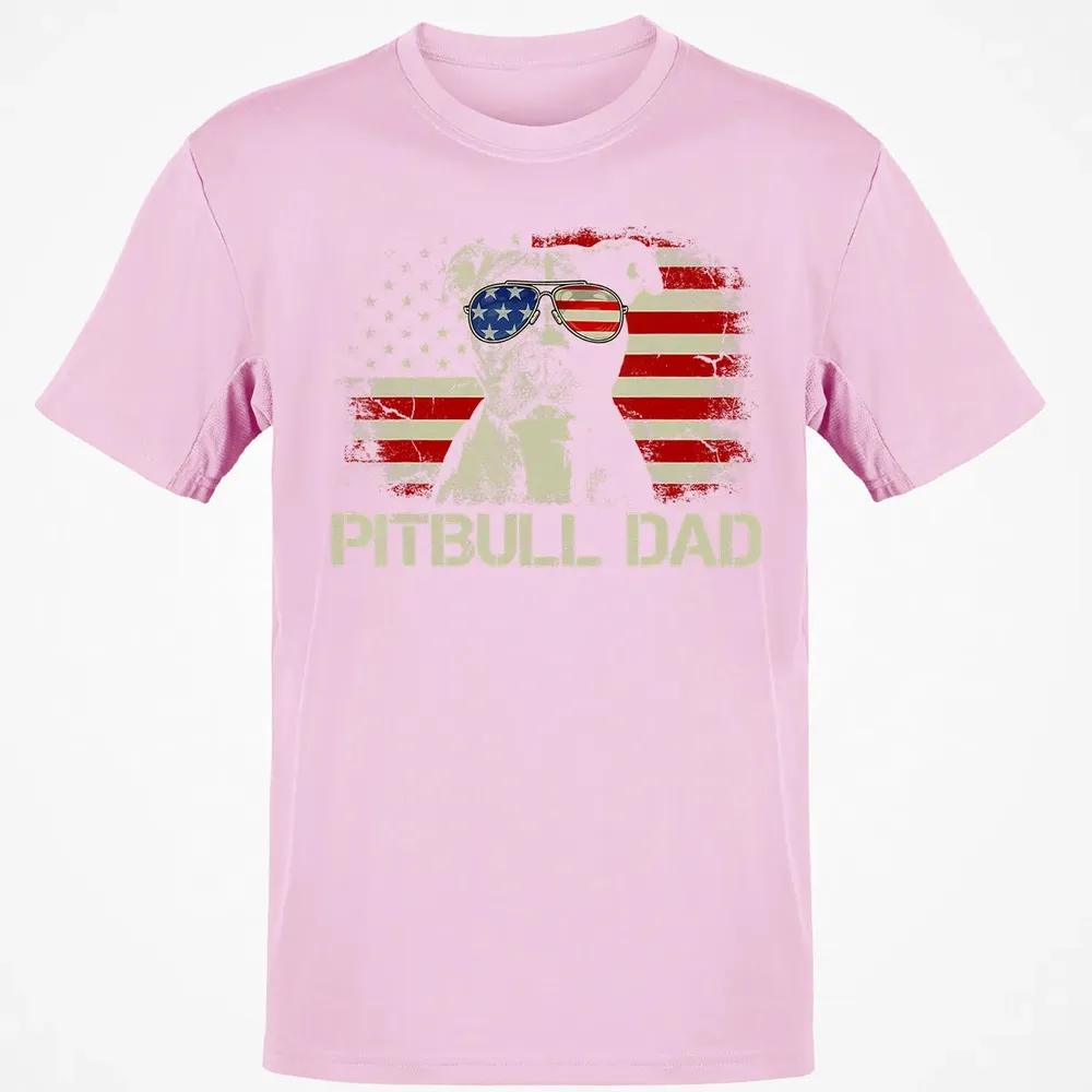 Mens Best Pitbull Dad Ever  American Flag 4th Of July Gift Classic Unisex T-Shirt - 6