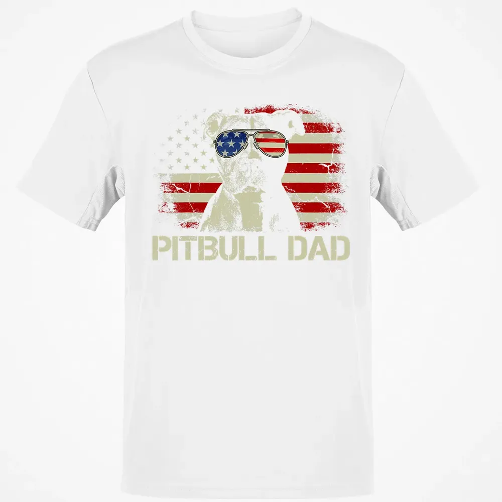 Mens Best Pitbull Dad Ever  American Flag 4th Of July Gift Classic Unisex T-Shirt - 13