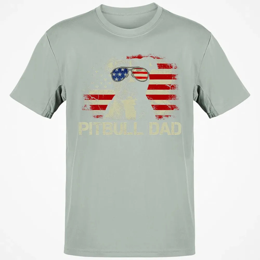 Mens Best Pitbull Dad Ever  American Flag 4th Of July Gift Classic Unisex T-Shirt - 3