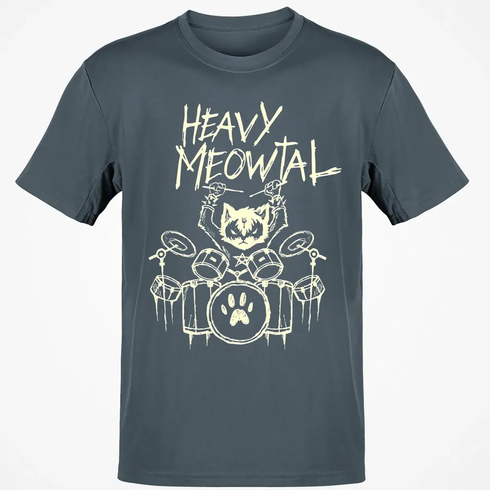 Heavy Metal Headbanger Gift Drummer Cat Playing Drum Meowtal Classic Unisex T-Shirt - 4